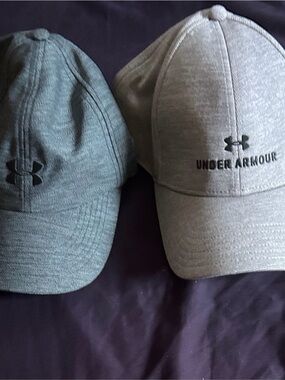 Under Armour Heather Gray Baseball Caps - Pair